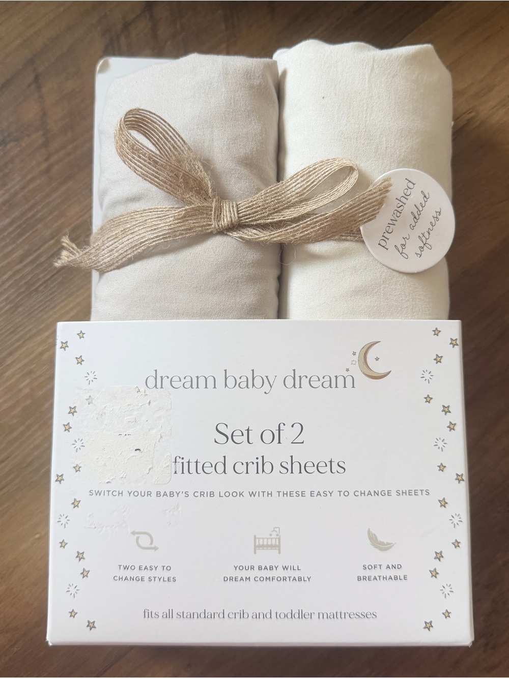 Set of 2 Fitted Crib Sheets - Cream &‎ Tan